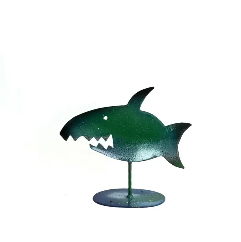 Abstract Shark-Inspired Glass Fish Sculpture 1
