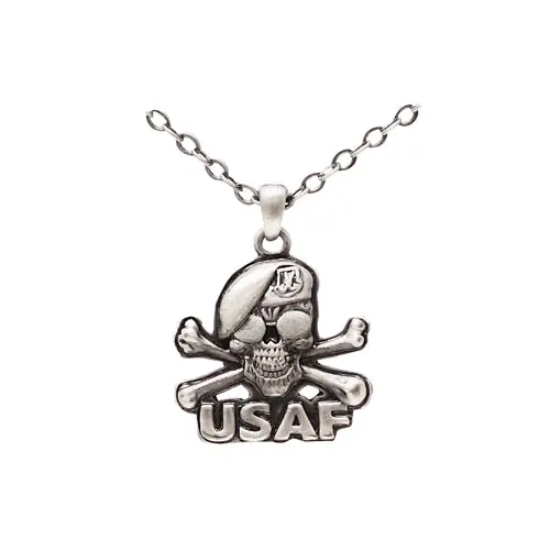 Air Force Skull Necklace – Aviation-Themed Pendant, 60Cm Chain 1