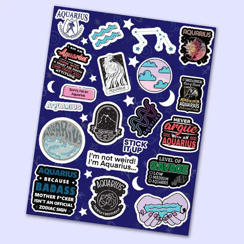 Aquarius Zodiac Mini Sticker Sheet 1