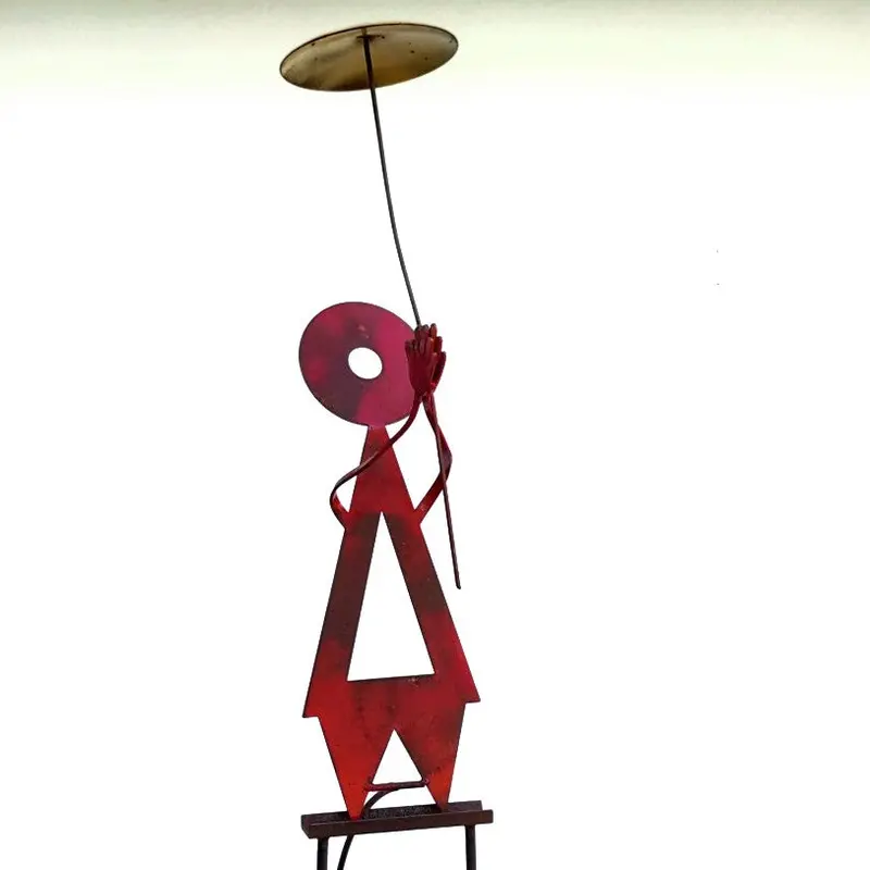 Balanced Woman With Umbrella Statue – Large Figurative Bronze Or Ceramic Piece 1