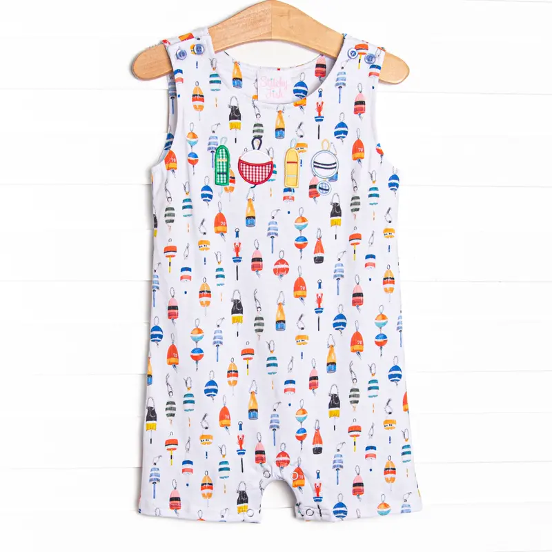 Bay Bobbers Blue Applique Onesie For Babies (Jon Jon Style) 1