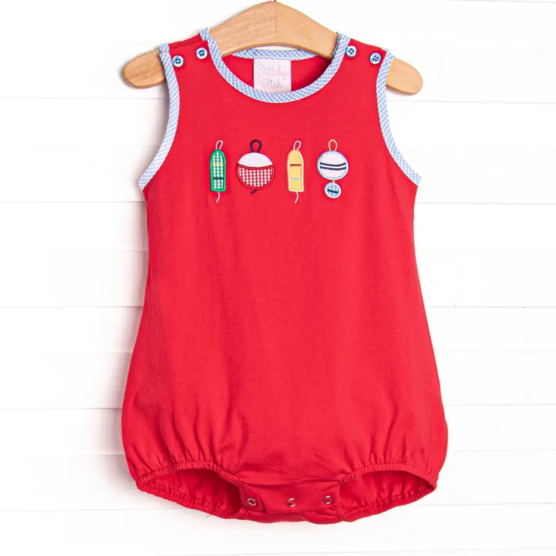 Bay Bobbers Red Applique Bubble Outfit For Newborns 1