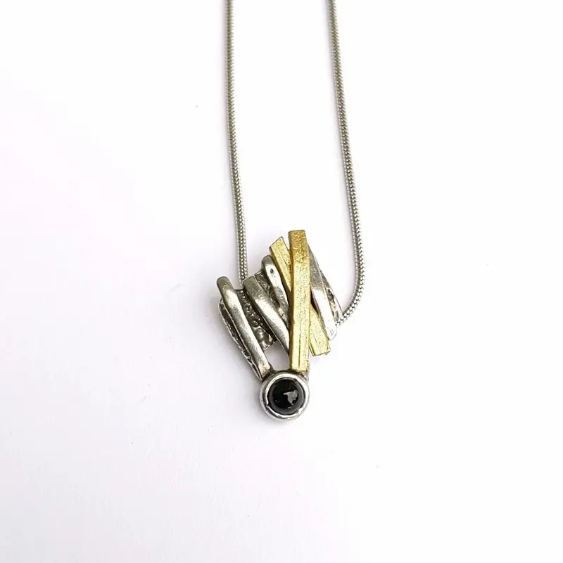 Bead-Adorned Pewter Pendant 2