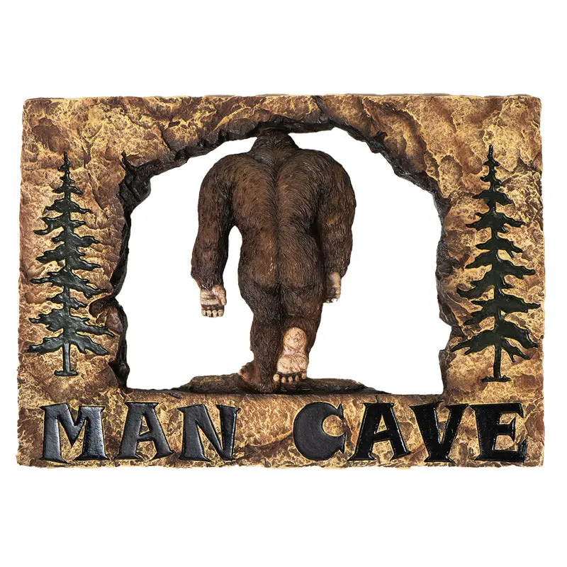 Bigfoot Man Cave Wall Plaque – Lodge-Style Wooden Decor (Pack Of 6) 1