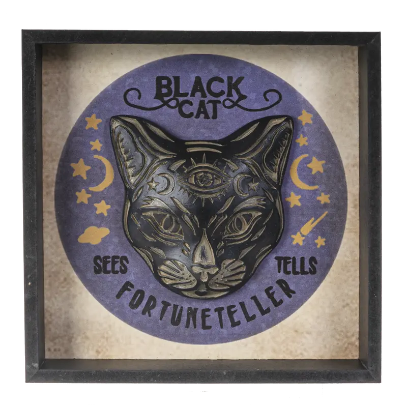 Black Cat Fortune Telling Wall Plaque – 6-Pack Enchanted Feline Art 1