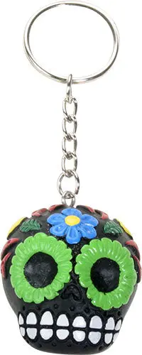 Black Sugar Skull Keychain Set – 12 Per Set, Pack Of 36 1