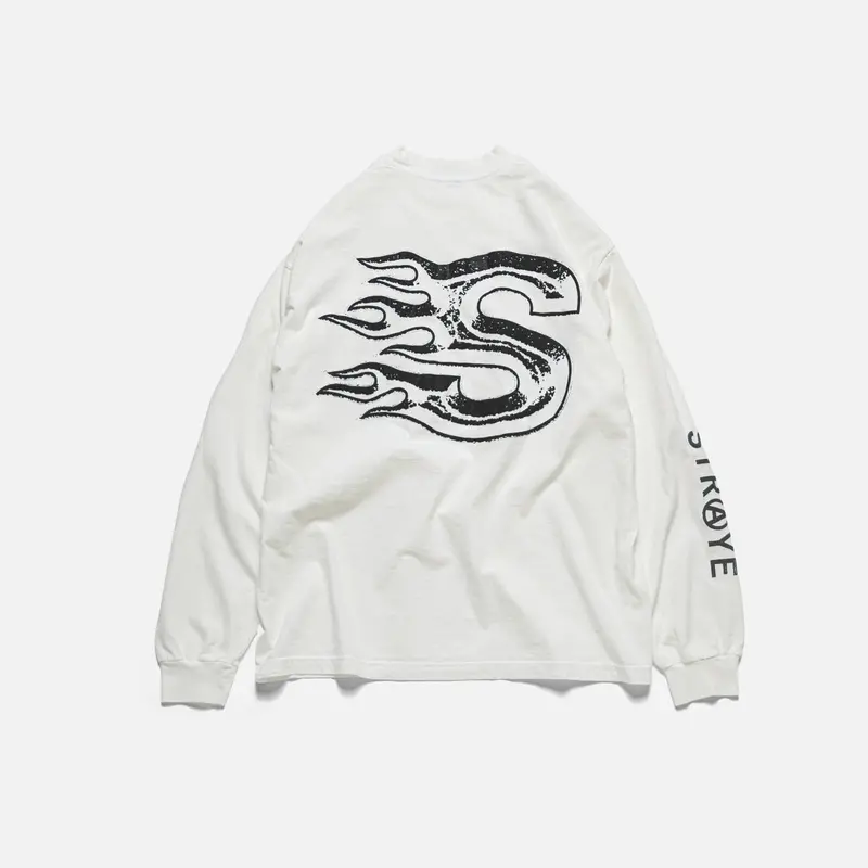 Blaze Long-Sleeve Tee – Vintage White & Black Contrast 1
