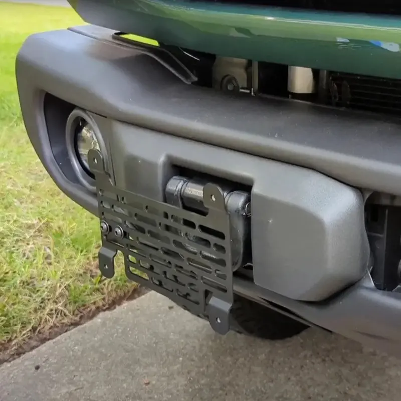 Builtright License Plate Relocation Bracket For 2021+ Bronco With Oem Capable Bumper & Flip-Up Tow Hooks 1