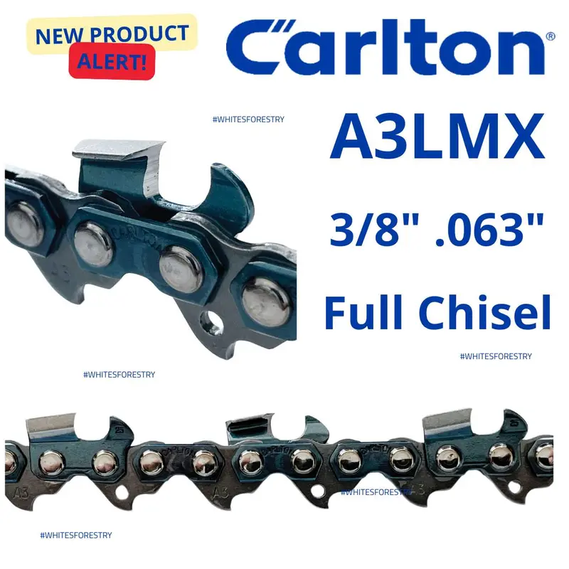 Carlton 3/8" Pitch Full-Chisel Chainsaw Chain – .063" Gauge (A3Lmx) 1
