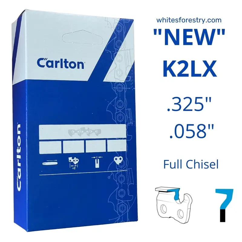 Carlton K2Lx Chainsaw Chain – .325" Pitch, .058" Gauge, Full Chisel Cutters 1