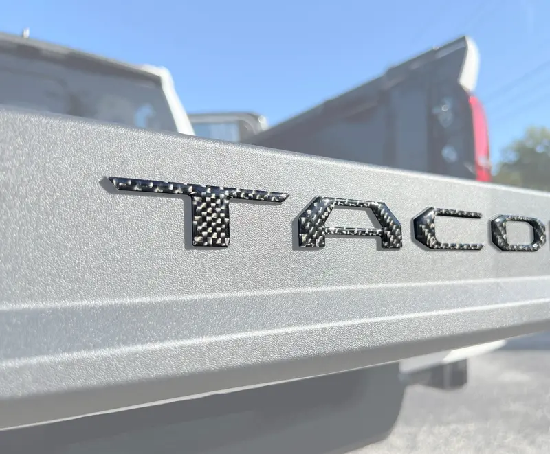 Domed Bed Rail & Tailgate Letter Overlays For 2024+ Toyota Tacoma 1
