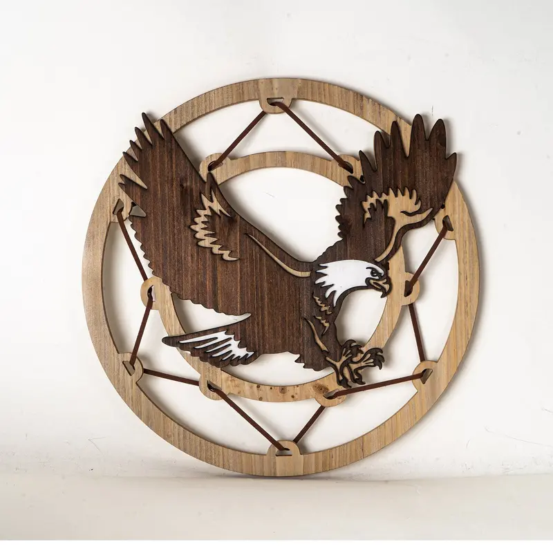 Eagle Catcher Wall Plaque – Wildlife-Inspired Wooden Ornament (Pack Of 8) 1
