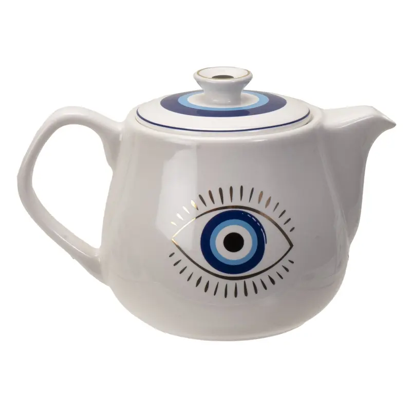 Evil Eye White Tea Pot – Ceramic, Pack Of 36 1
