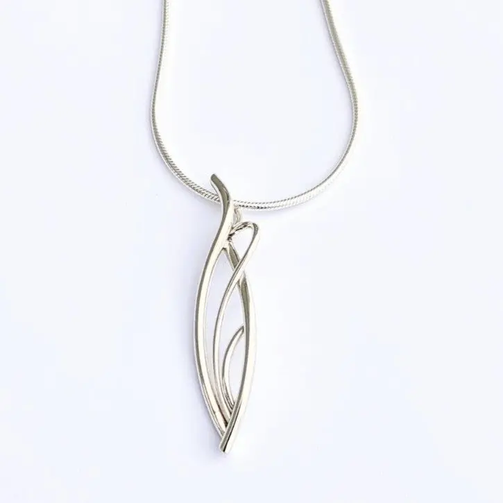 Flame-Shaped Sterling Silver Pendant 1
