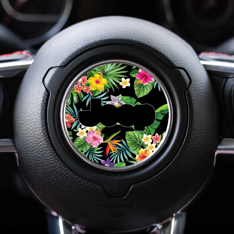 Floral-Themed Steering Wheel Decal For 2018+ Jeep Wrangler Jl & Gladiator Jt 1