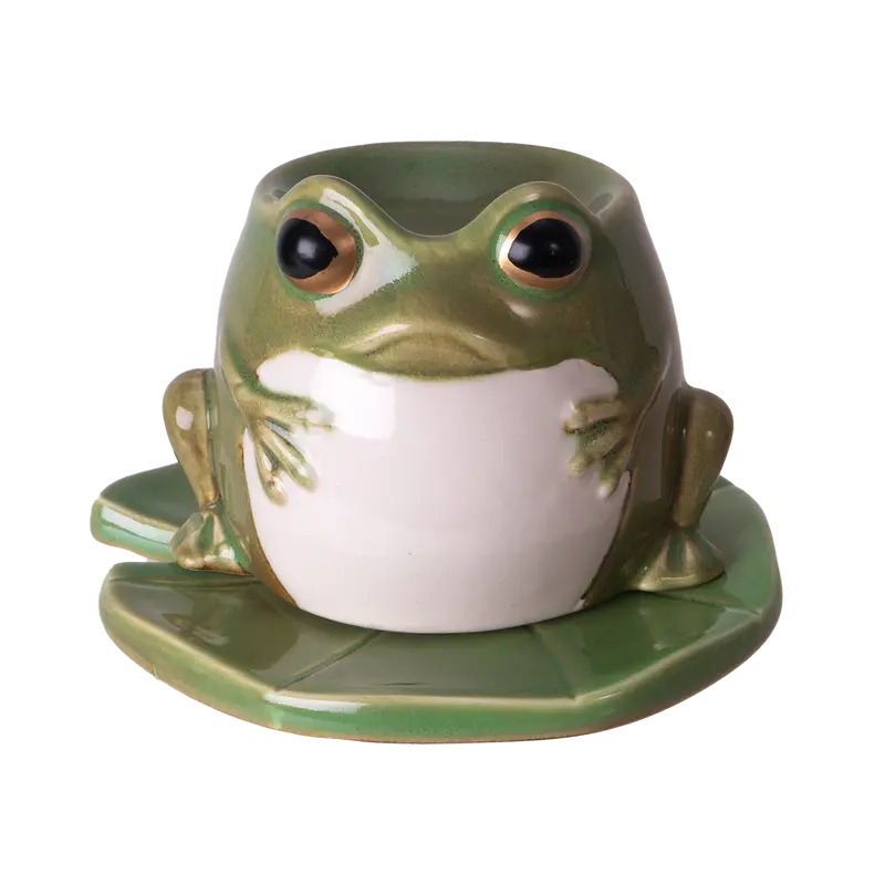 Frog On Lily Pad Oil Burner – Handcrafted Ceramic Diffuser (Pack Of 24) 1