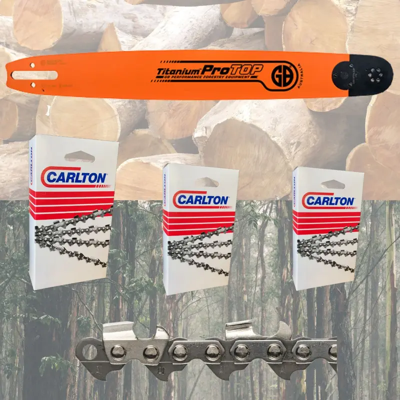 Gb Protop Titanium Chainsaw Bar & 3-Chain Set — 20", 3/8" Pitch, .058" Gauge, Hv Mount (Husqvarna) 1