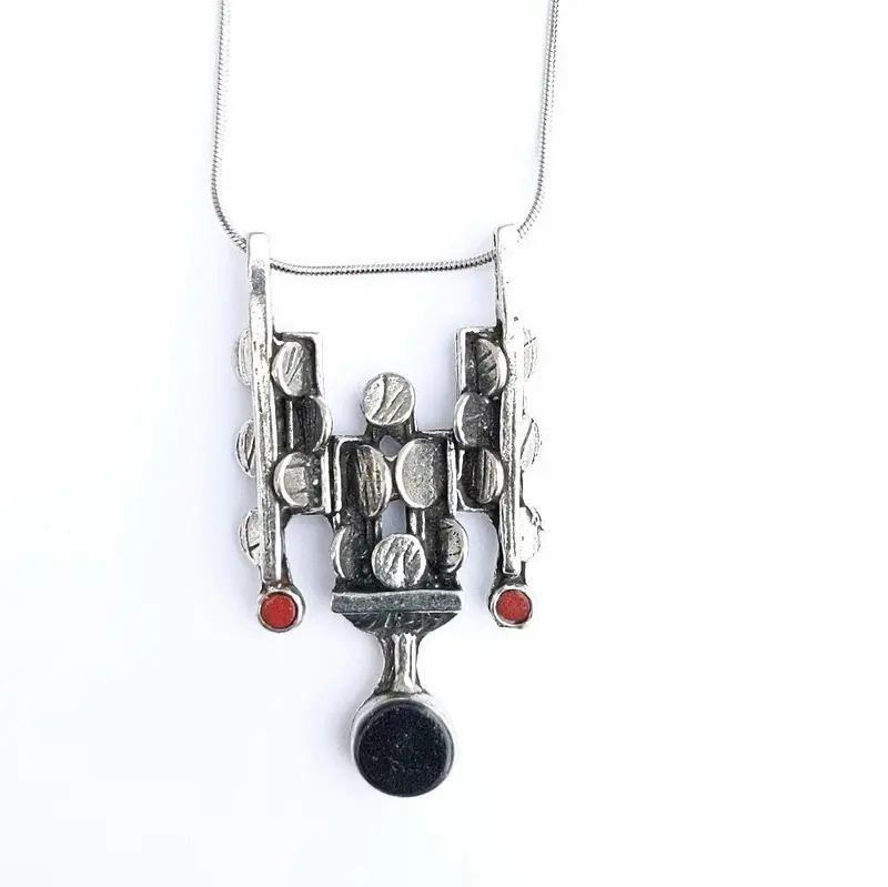 Geometric Pixel Pewter Pendant 1
