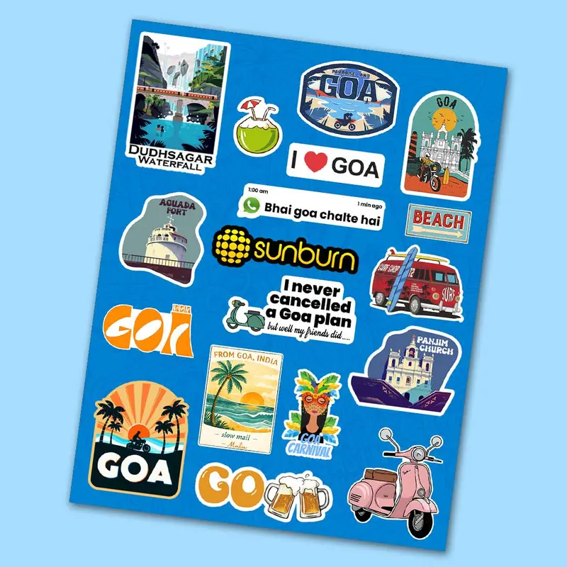 Goa Travel & Beach Vibes Sticker Pack 1