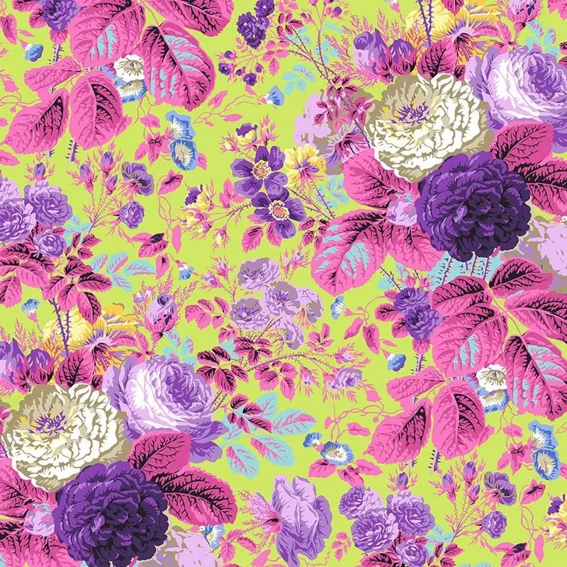 Gradi Floral Lime Cotton Fabric – Kaffe Fassett Collection 1