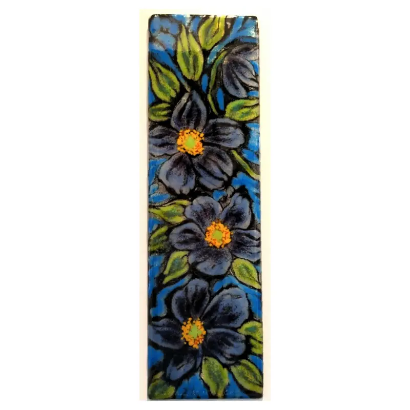 Handcrafted Blue Poppy Stained Glass Panel 1