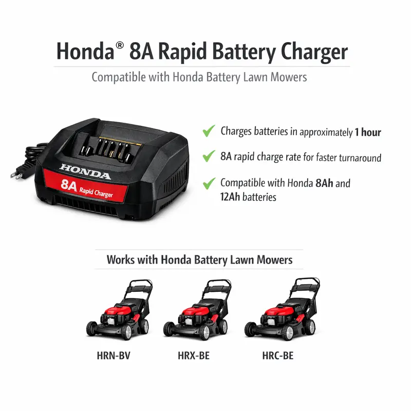 Honda 8A Rapid Charger For Compatible Lithium-Ion Lawn Mower Batteries 1