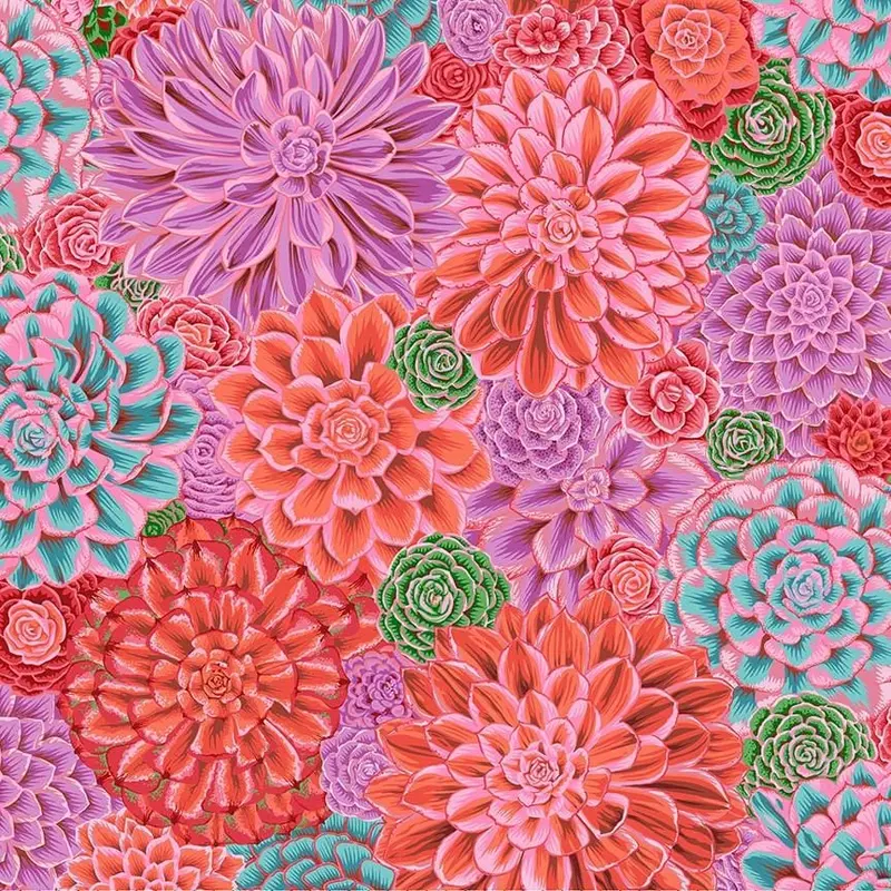 House Leeks Pink Quilting Fabric – Kaffe Collective 1