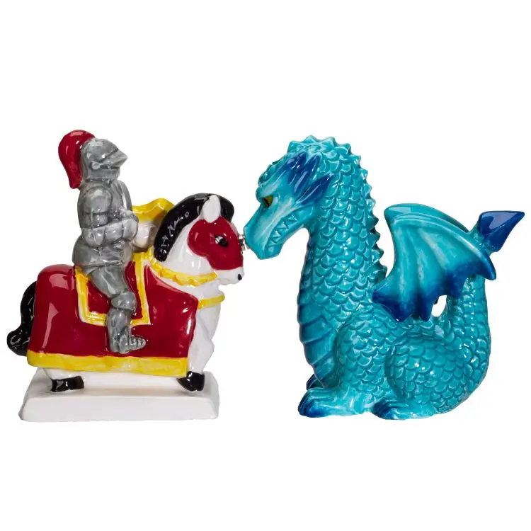 Knight Vs. Dragon Salt And Pepper Set – Medieval Fantasy Tableware, Minimum Order 4 (36 Per Case) 1