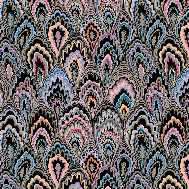 Marble Scallops Black Quilting Fabric – Kaffe Collective 1