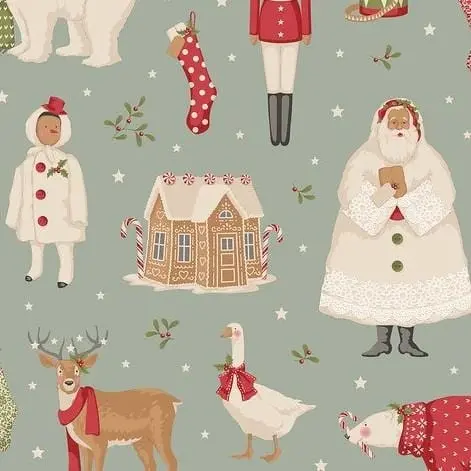 Merry Little Christmas Winterfriends Duck Egg Blue Wallpaper 1