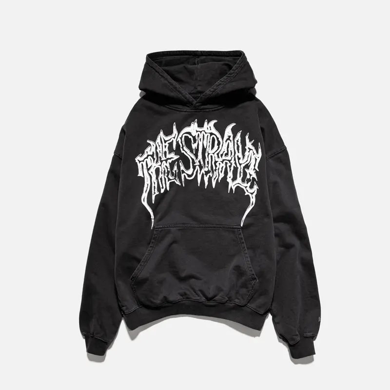 Metal Washed-Black Hoodie – Soft Vintage Texture 1