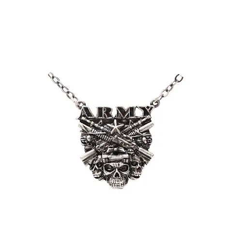 Military Skull Necklace – Army-Themed Pendant, 60Cm Chain 1