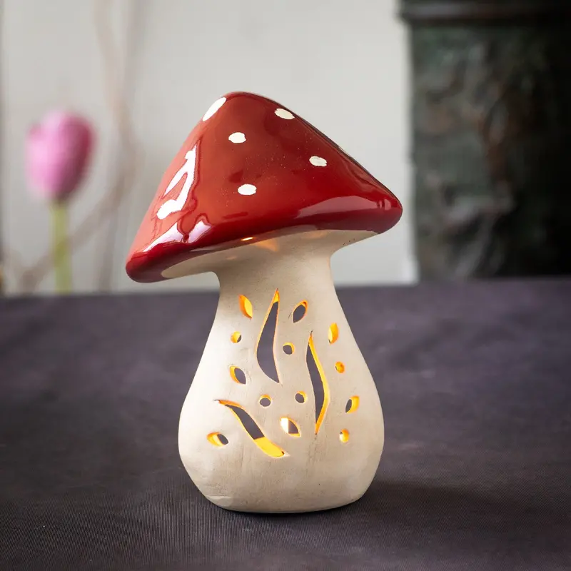 Mushroom-Shaped Tealight Candle Holder – Decorative Ceramic Piece (Pack Of 24) 1