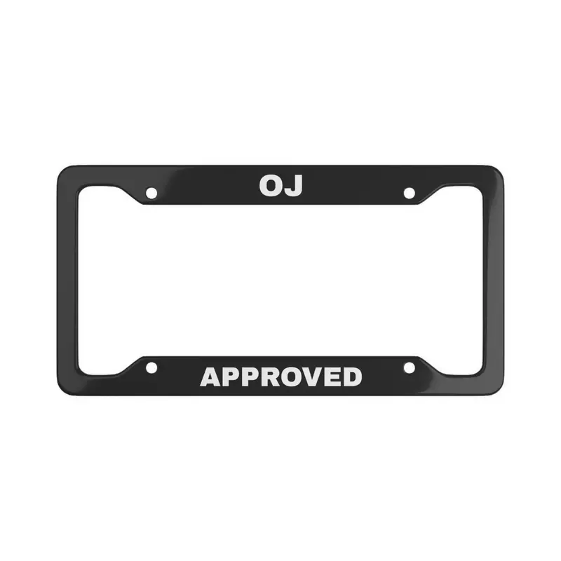 Oj Approved Black License Plate Frame – Stainless Steel Finish 1