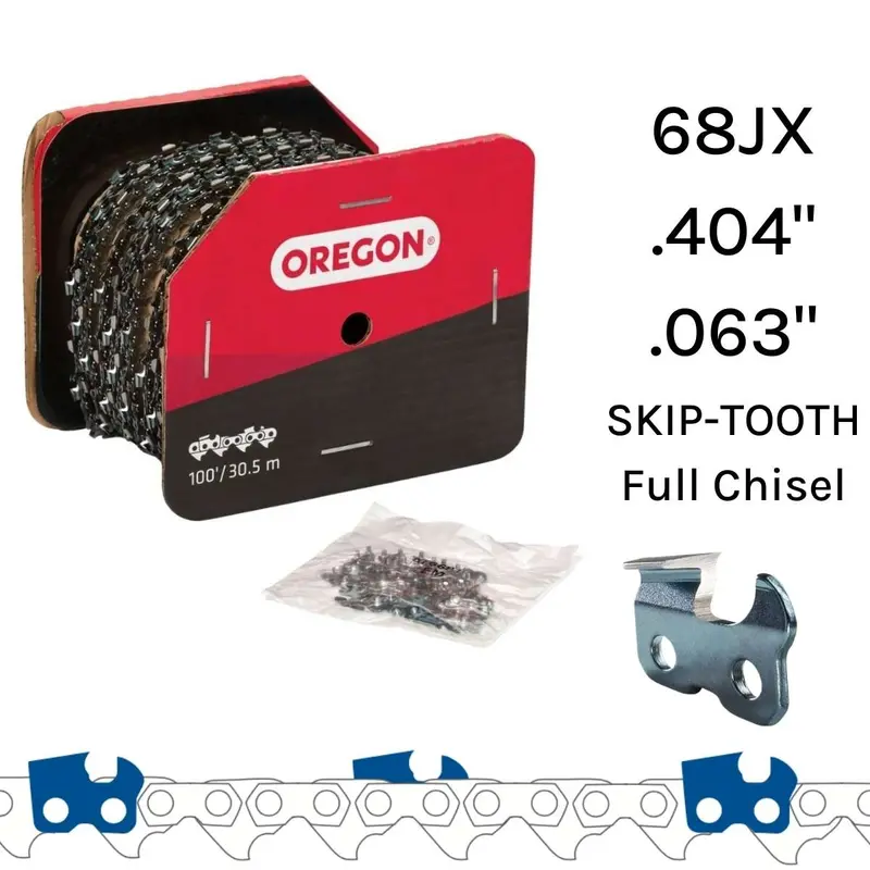 Oregon 68Jx Powercut Skip-Tooth Saw Chain — 100-Foot Roll, .404" Pitch, .063" Gauge, Full-Chisel 1