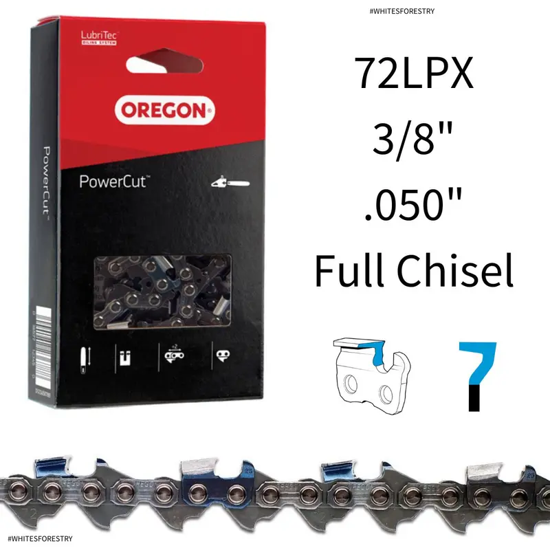 Oregon 72Lpx Powercut Full-Chisel Chain – 3/8" Pitch, .050" Gauge 1