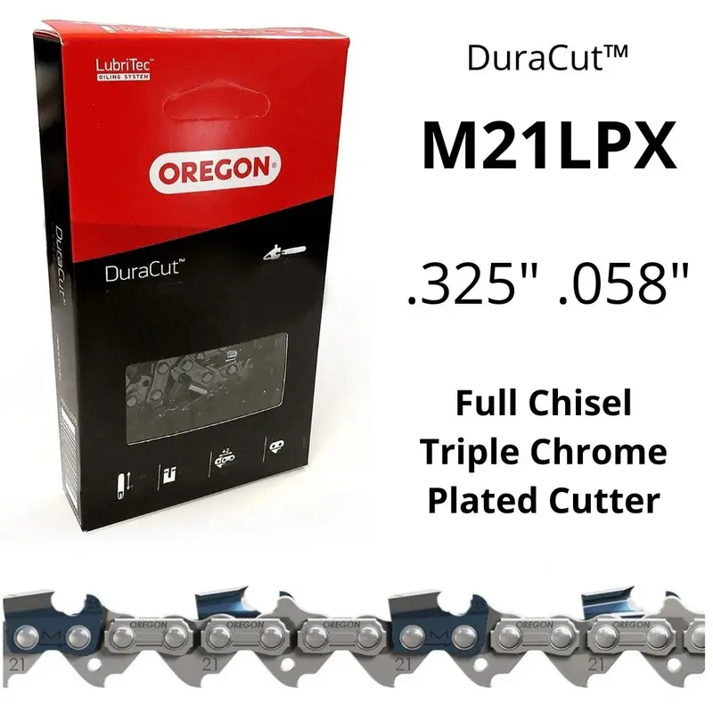 Oregon Duracut M21Lpx Full-Chisel Chain – .325" Pitch, .058" Gauge 1