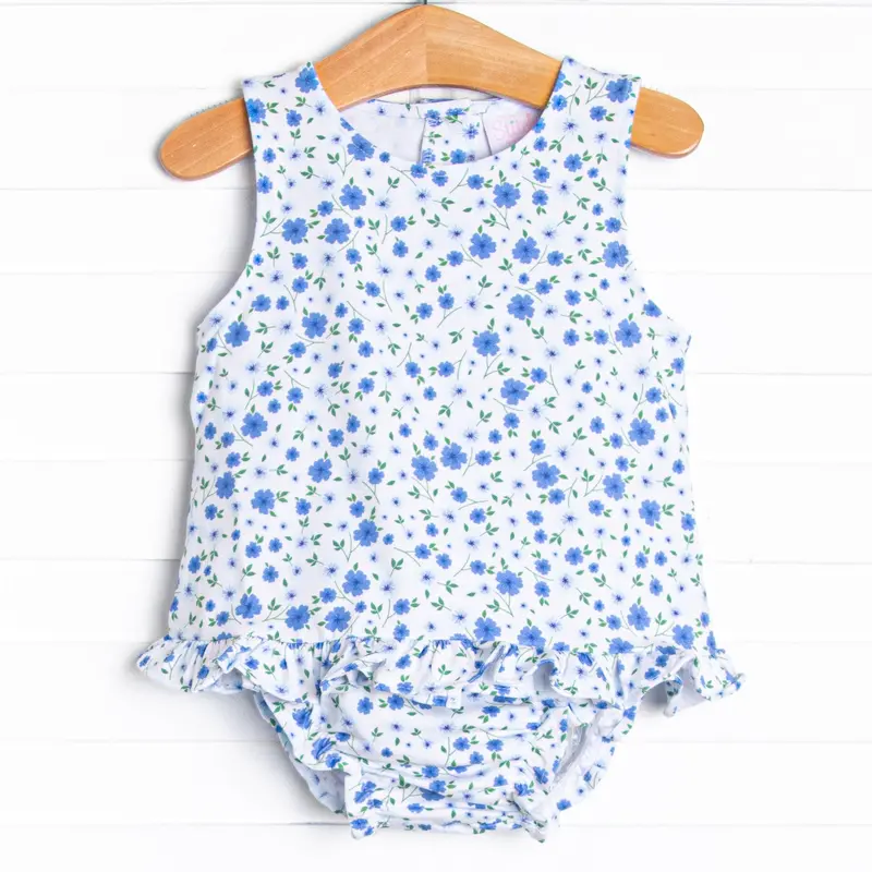 Pale Blooms Blue Diaper Cover And Top Set 1