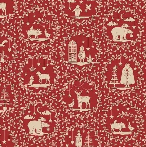 Paperscenes Christmas Art – Burgundy Holiday Panel 1