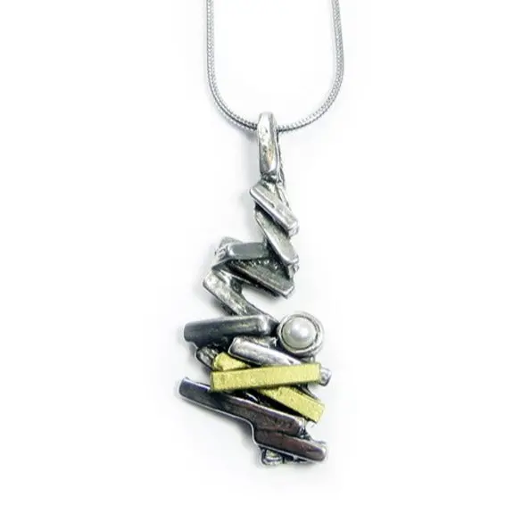 Pewter Pendant Featuring Genuine Stone Accent 2