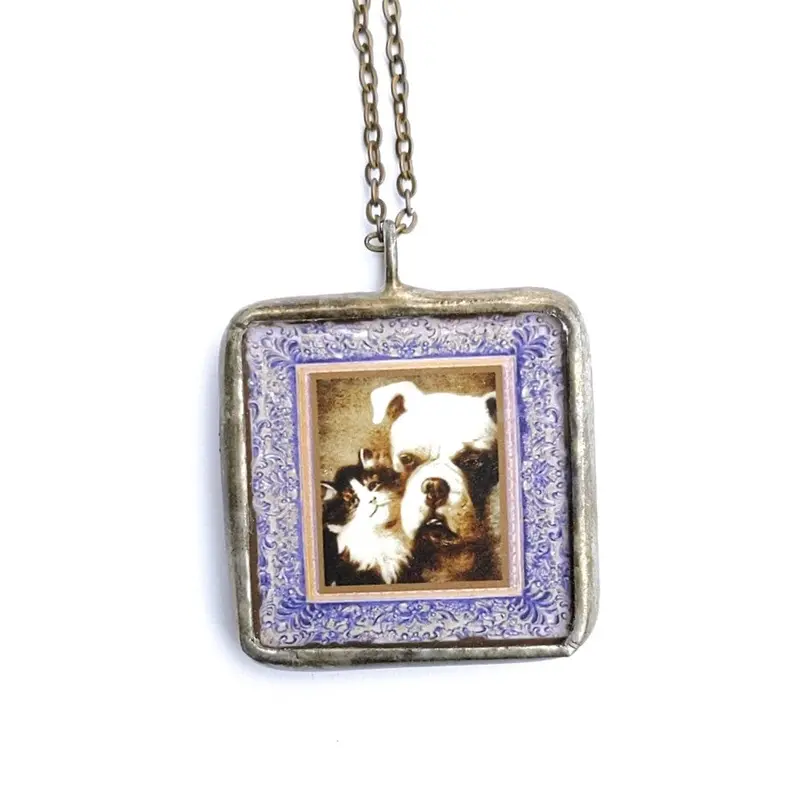 Playful 'Dogs Love Cats' Friendship Pendant 1
