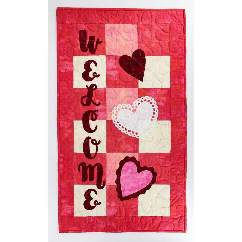 Porch Welcome Valentine – Seasonal Quilted Door Banner 1