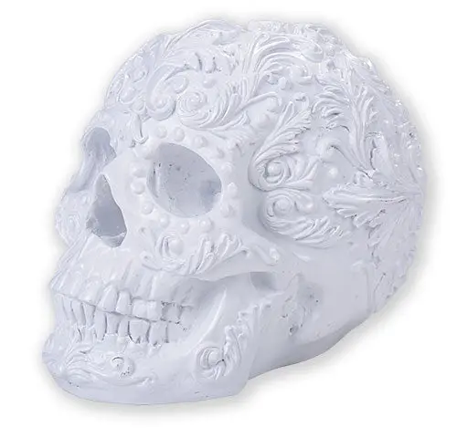Rococo-Inspired White Skull Ornament – Pack Of 8 1