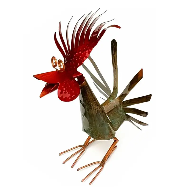 Rooster Garden Sculpture – Ceramic And Glaze 1