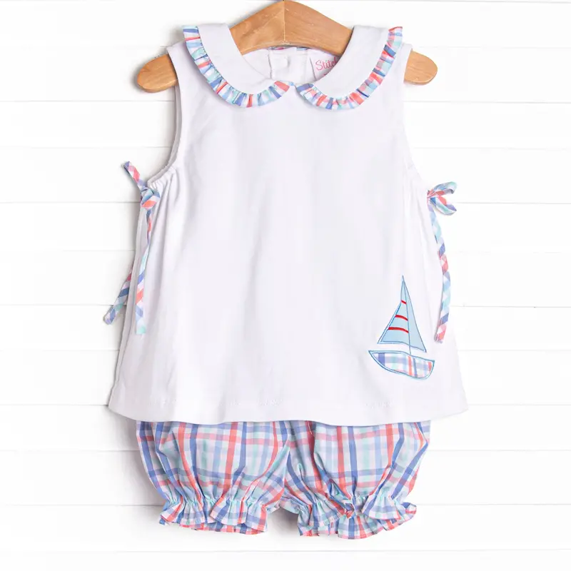 Sail On, Sailor Blue Applique Bloomer Set 1