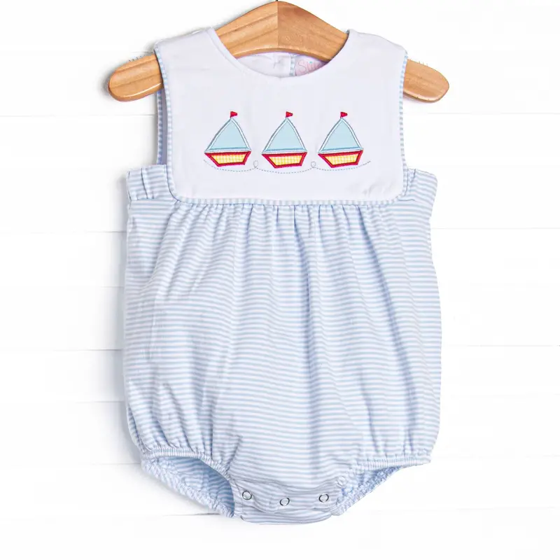 Sail'S Up Blue Applique Bubble Romper 1