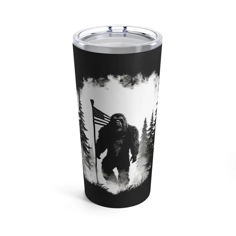 Sasquatch American Flag Tumbler – 20 Oz Stainless Steel 1