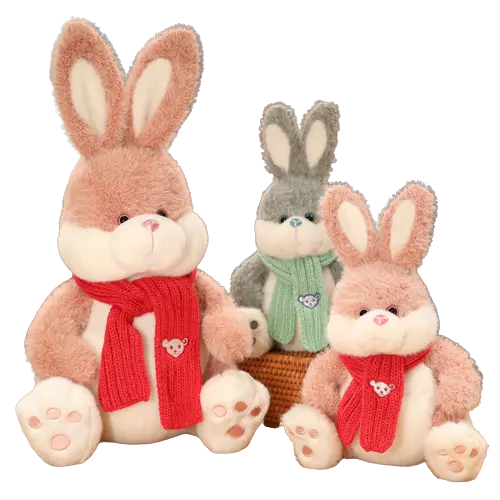 Scarf-Wearing Bunny Plush – 5 Color Options And 2 Size Choices 1