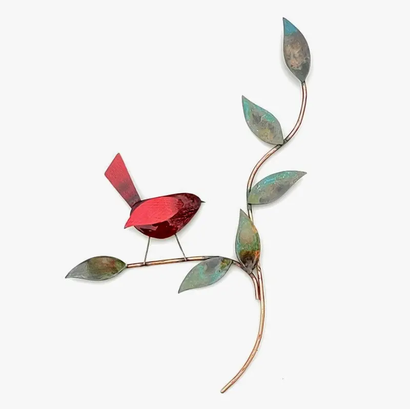 Solitary Bird Glass Pendant With Branch Motif 1