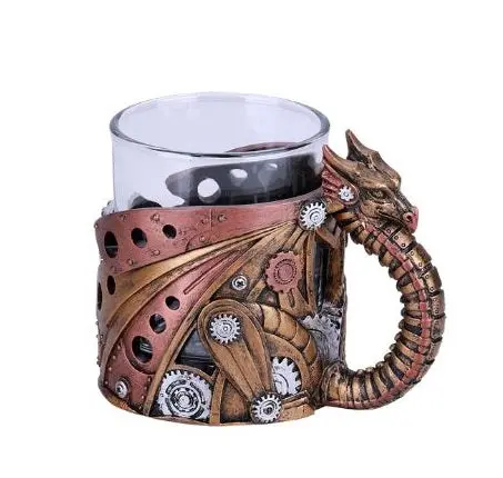 Steampunk Dragon Glass Tumbler – 32-Ounce Artisan Cup 1